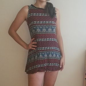 Paisley pattern red sleeveless dress